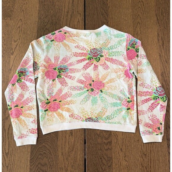 MSGM Floral Crop Sweatshirt Women’s Size M White Multi Crew Neck Made In Italy - Picture 2 of 11